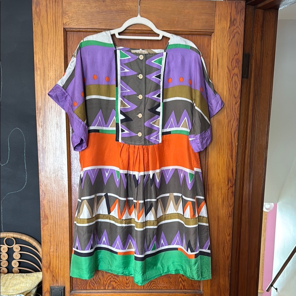 See By Chloe size 12 Colorful Geometric Pattern Silk Dress